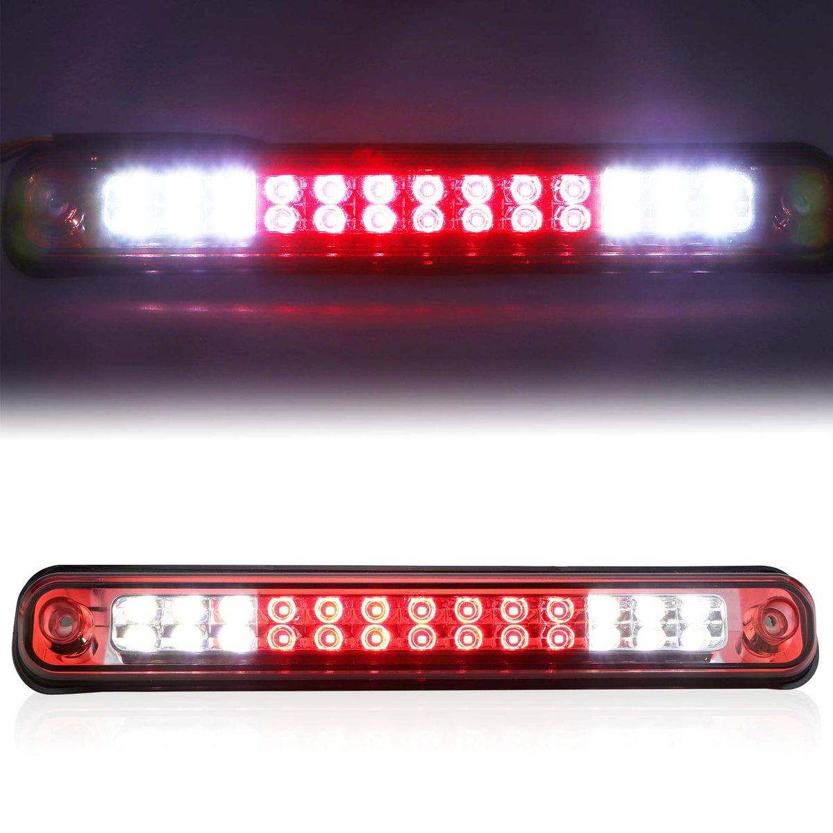 Tresound front view chrome red lens showing bright signal and classic styling