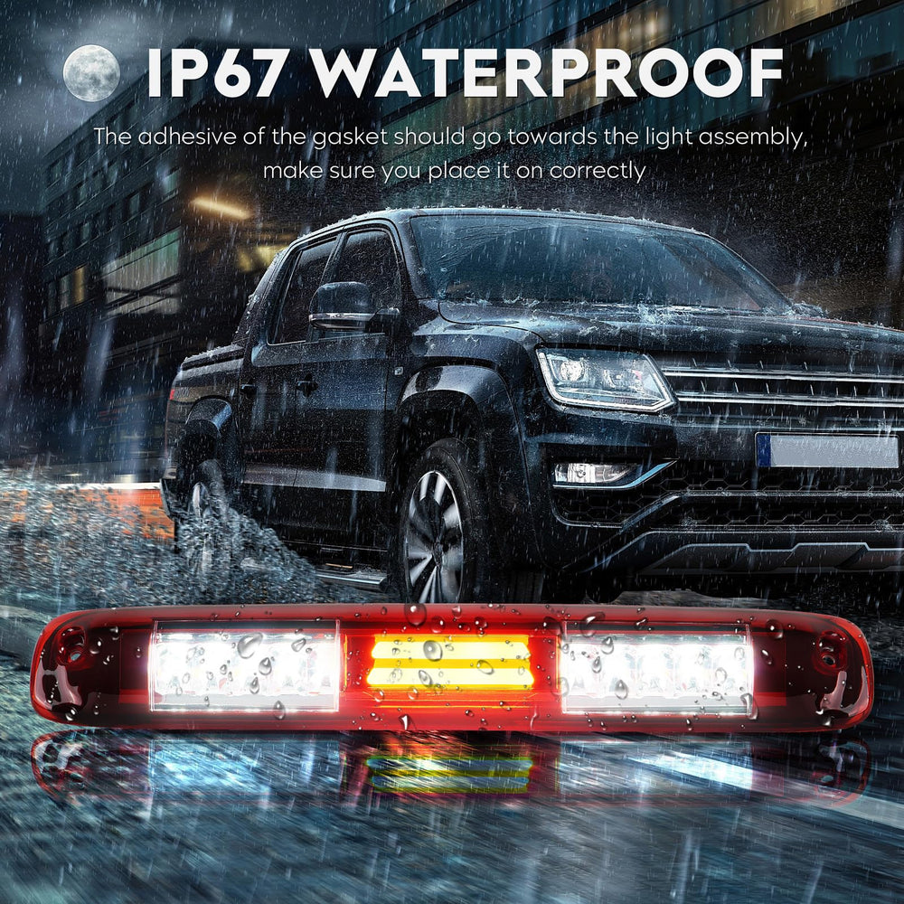 Tresound brake light lit at night showing bright red stop illumination