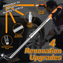 TreVark extended telescoping handle demonstrating extra leverage