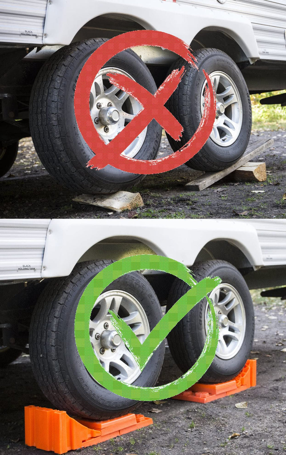 Tri-Lynx cap leveler top detail showing smooth surface protecting tires
