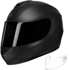TRIANGLE front view helmet showing shell and full-face protection benefit