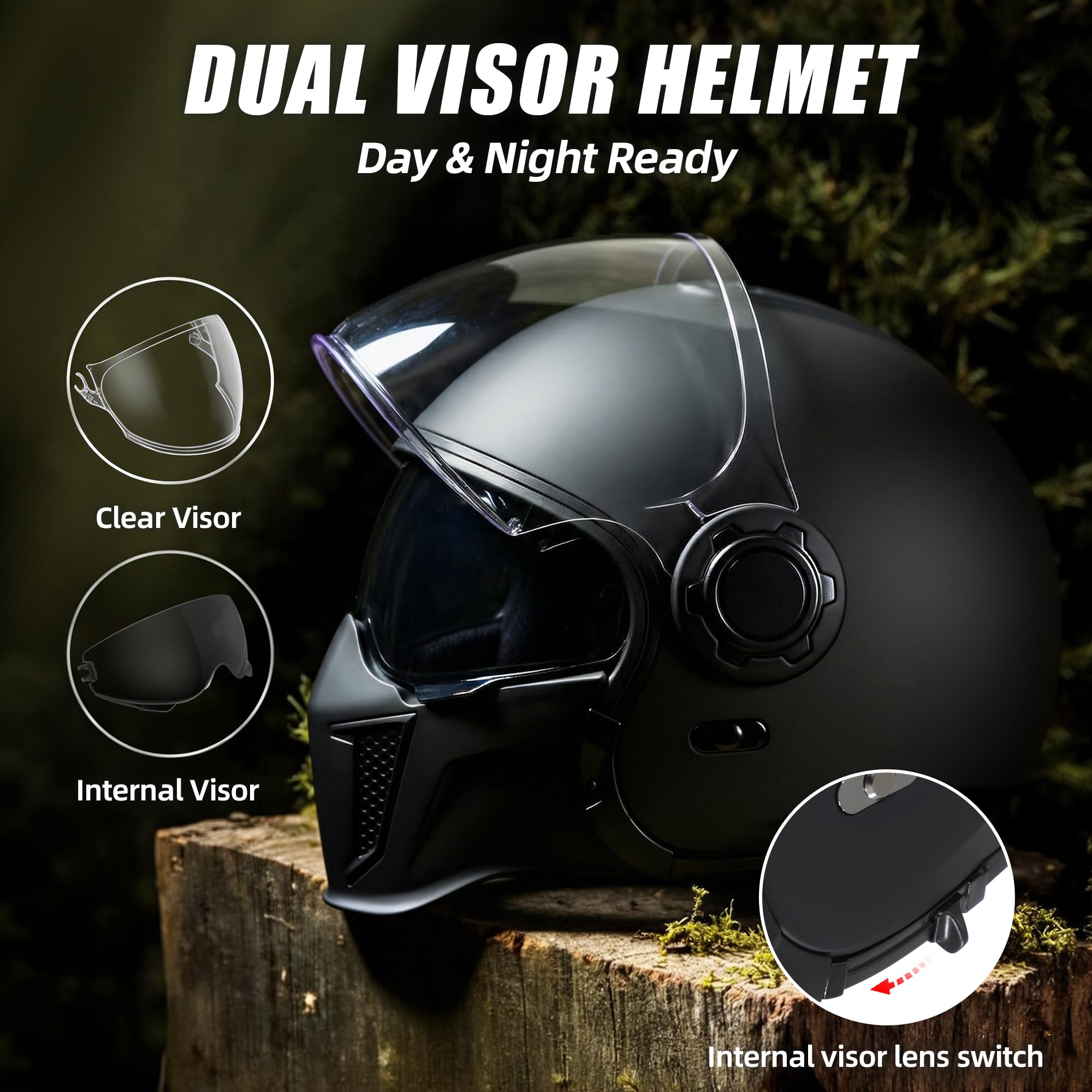 TRIANGLE helmet side profile closed configuration demonstrating secure full-face coverage