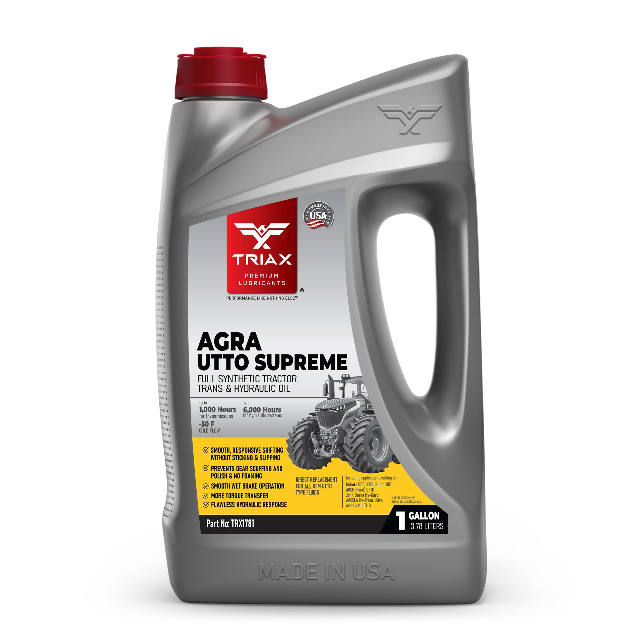 TRIAX Agra UTTO Supreme front gallon showing professional packaging benefit