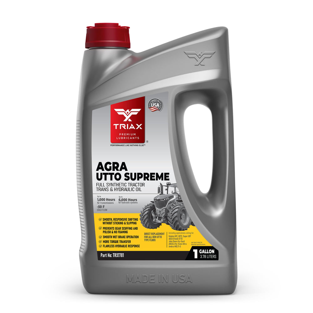 TRIAX Agra UTTO Supreme front gallon showing professional packaging benefit
