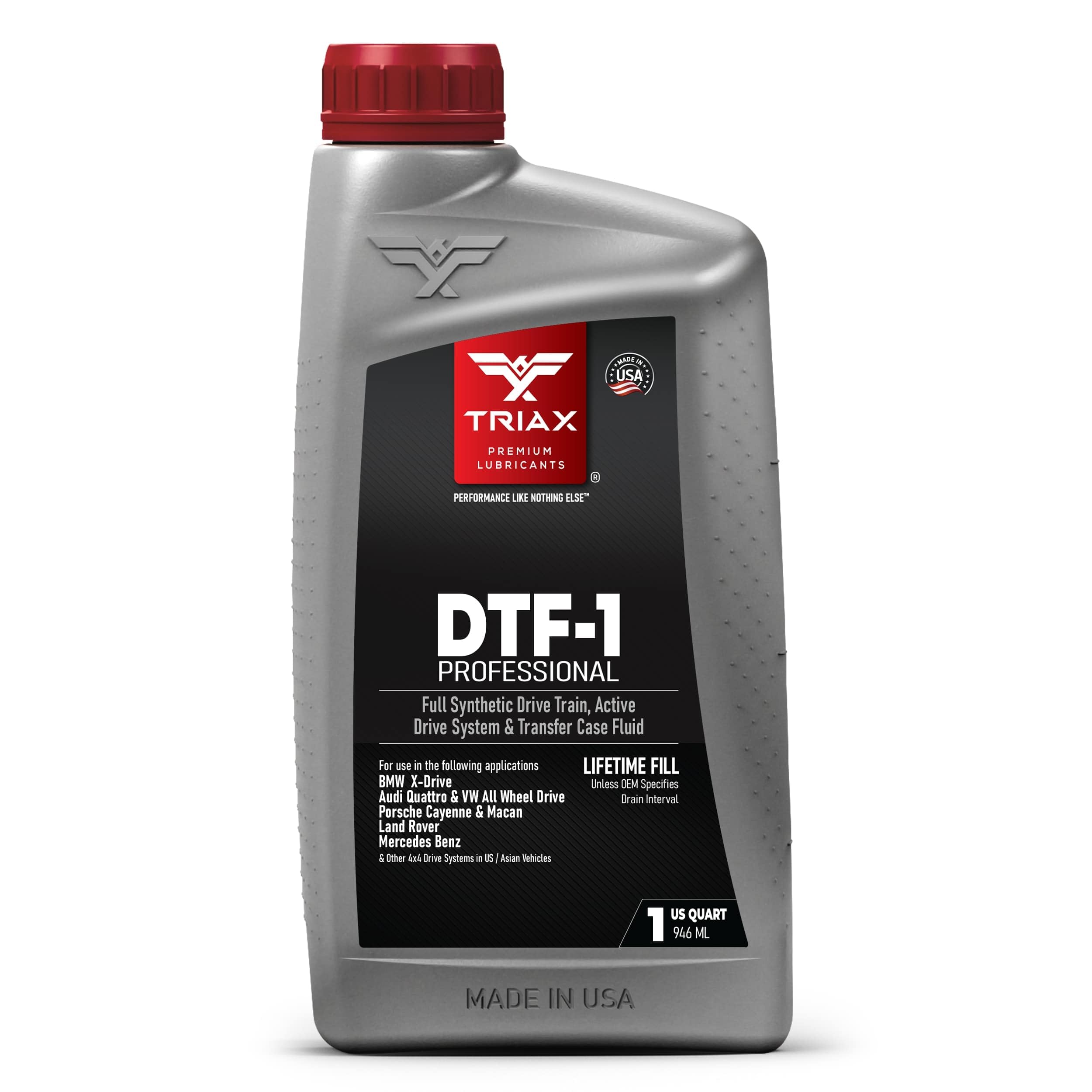 Triax DTF-1 front bottle shows packaging and easy handling benefit