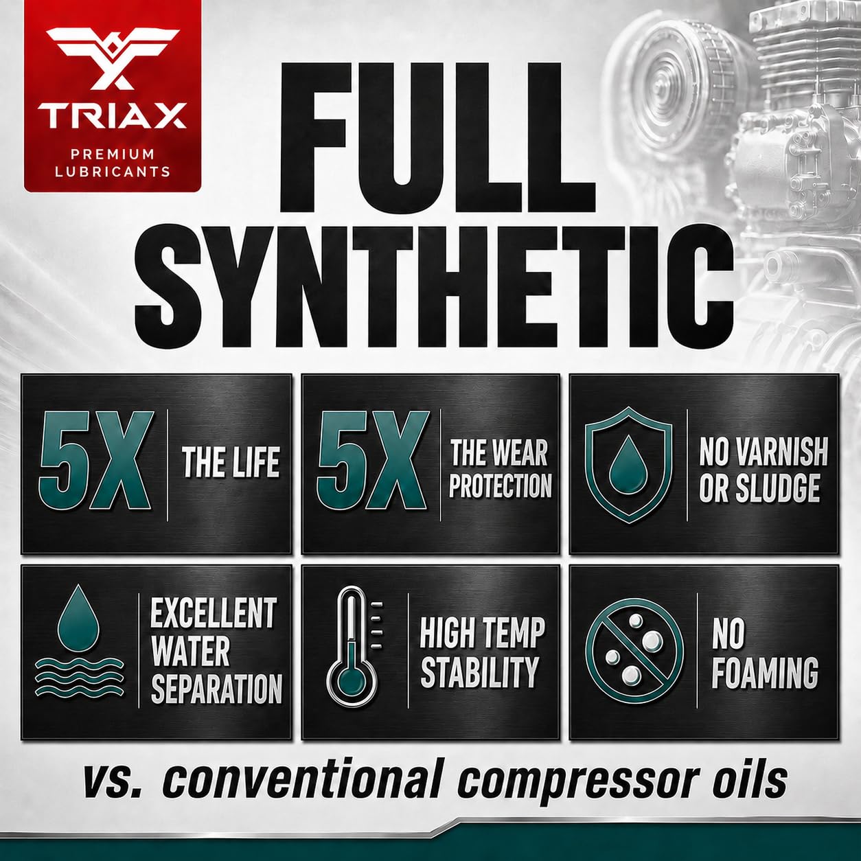 Triax oil texture close-up showing smooth film and high-temperature stability
