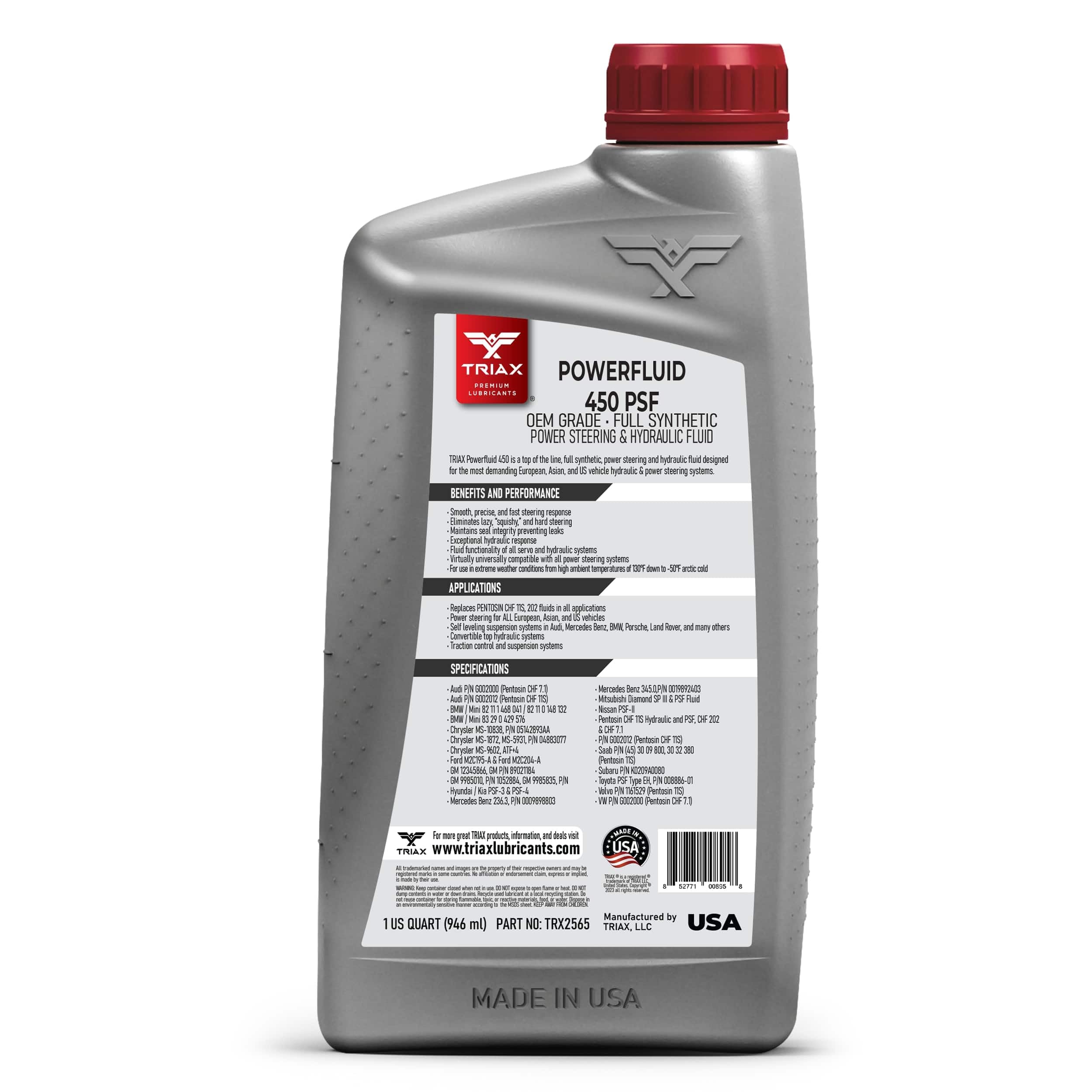 Triax label close-up highlighting OEM cross-reference and specs