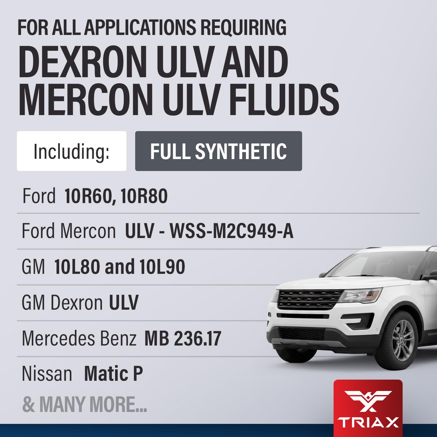 Triax ULV ATF fluid texture and viscosity sheen illustrating stability