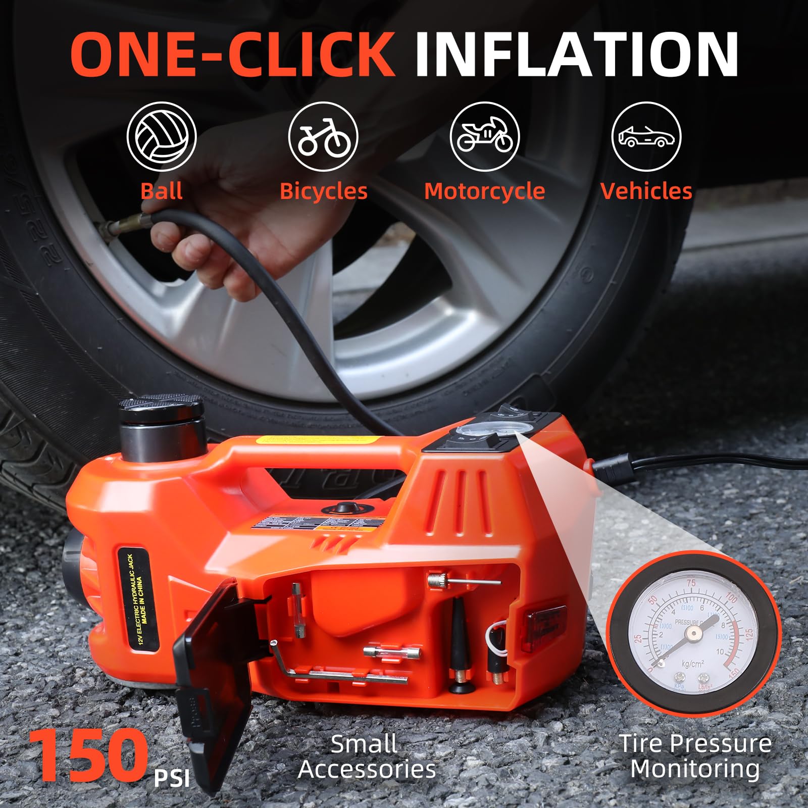 Trihelper LED work light illuminating wheel for safer nighttime tire changes