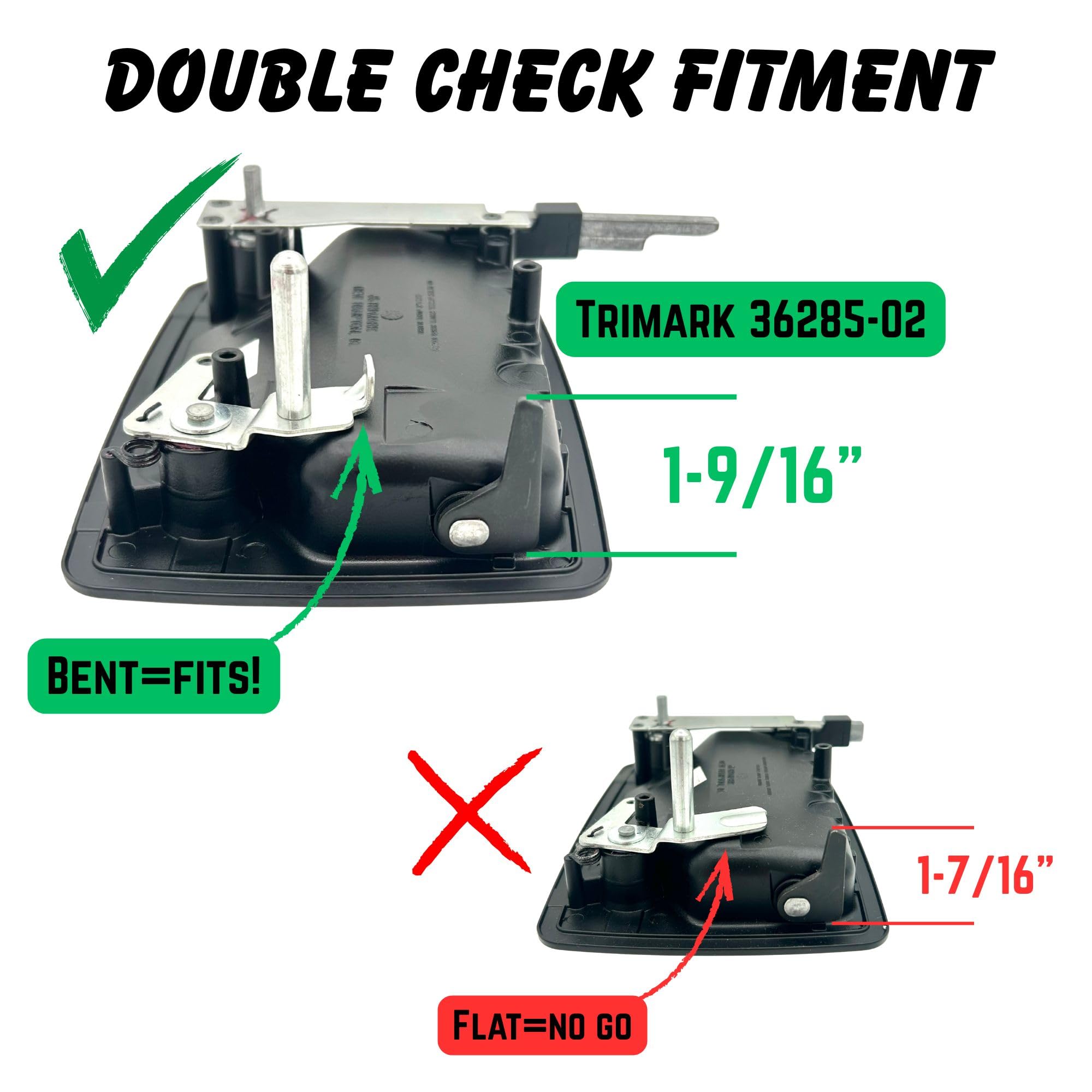 TriMark handle beside measuring tape illustrating size and fit verification