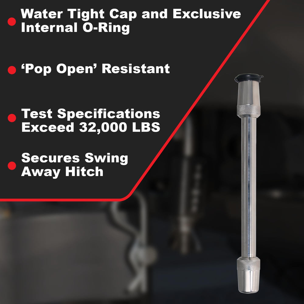 Trimax TH6 close-up of double-headed 5/8" locking pin for strong hold
