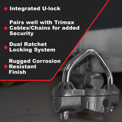 Trimax UMAX 50D installed on trailer coupler demonstrating security