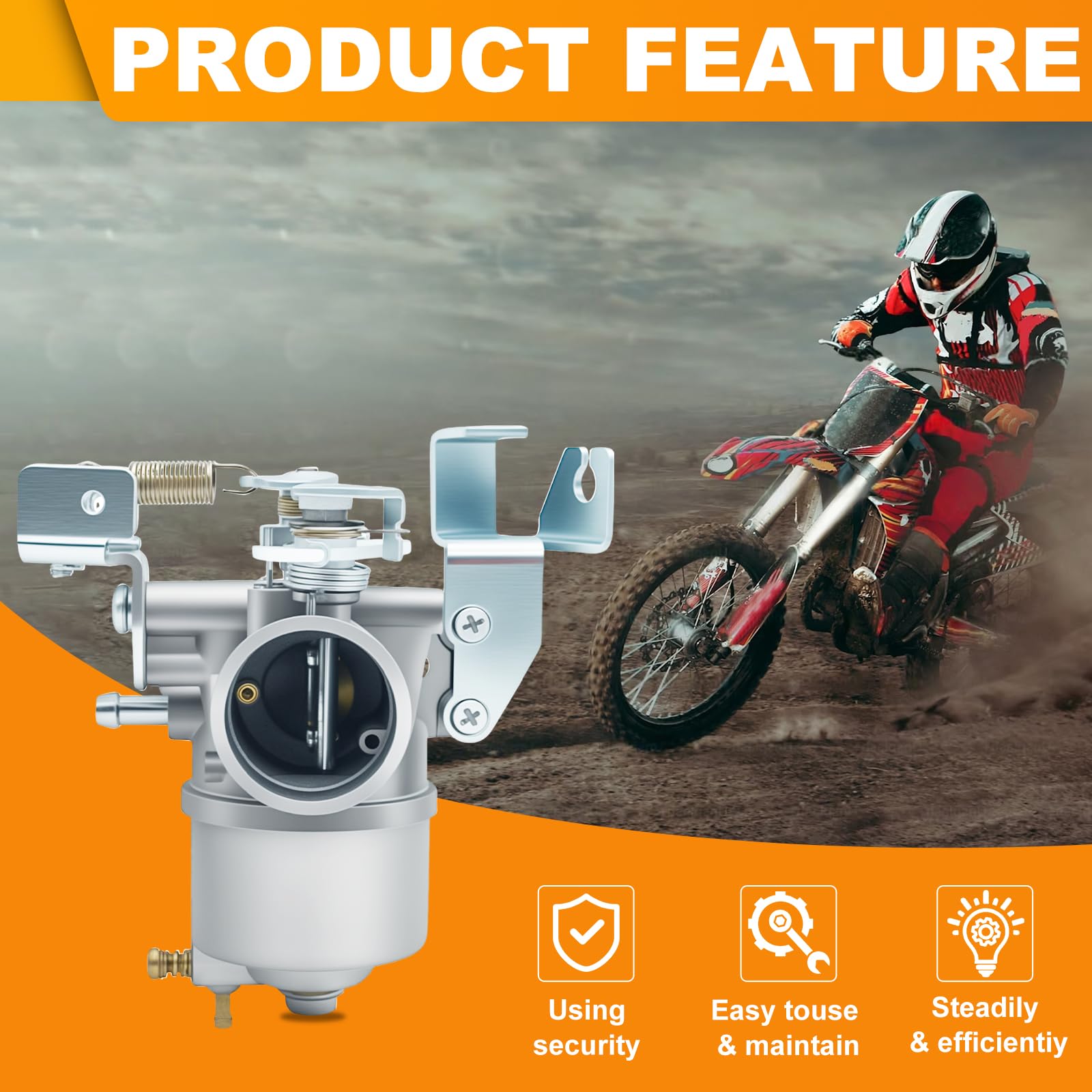 Triumilynn carburetor side detail highlighting metal body and durable construction benefit