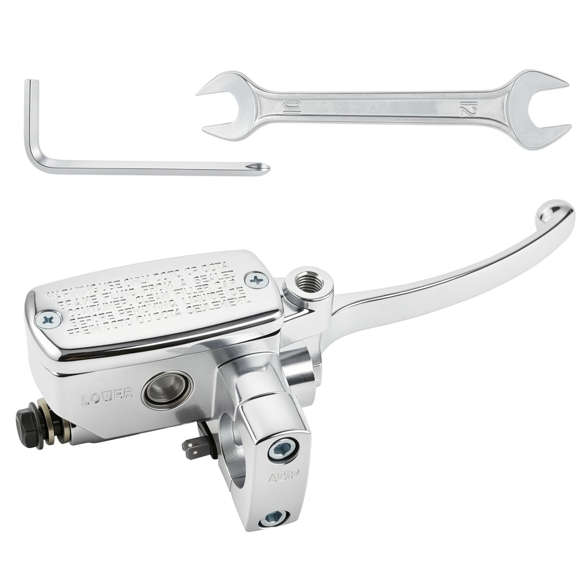 Triumilynn right 25mm master cylinder front view showing fit and finish, improves brake feel