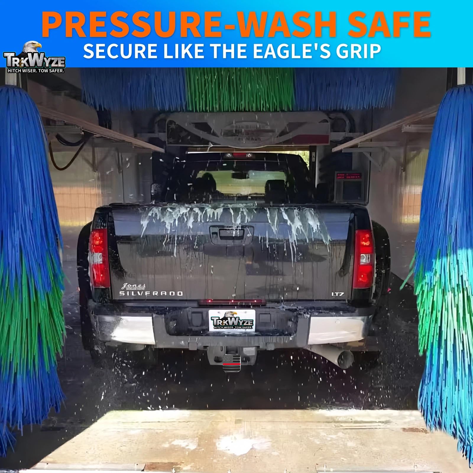 TrkWyze under car wash spray proving car-wash safe construction and strong hold