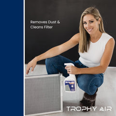 Trophy Air being used on a home HVAC filter, shows improved airflow and maintenance benefit
