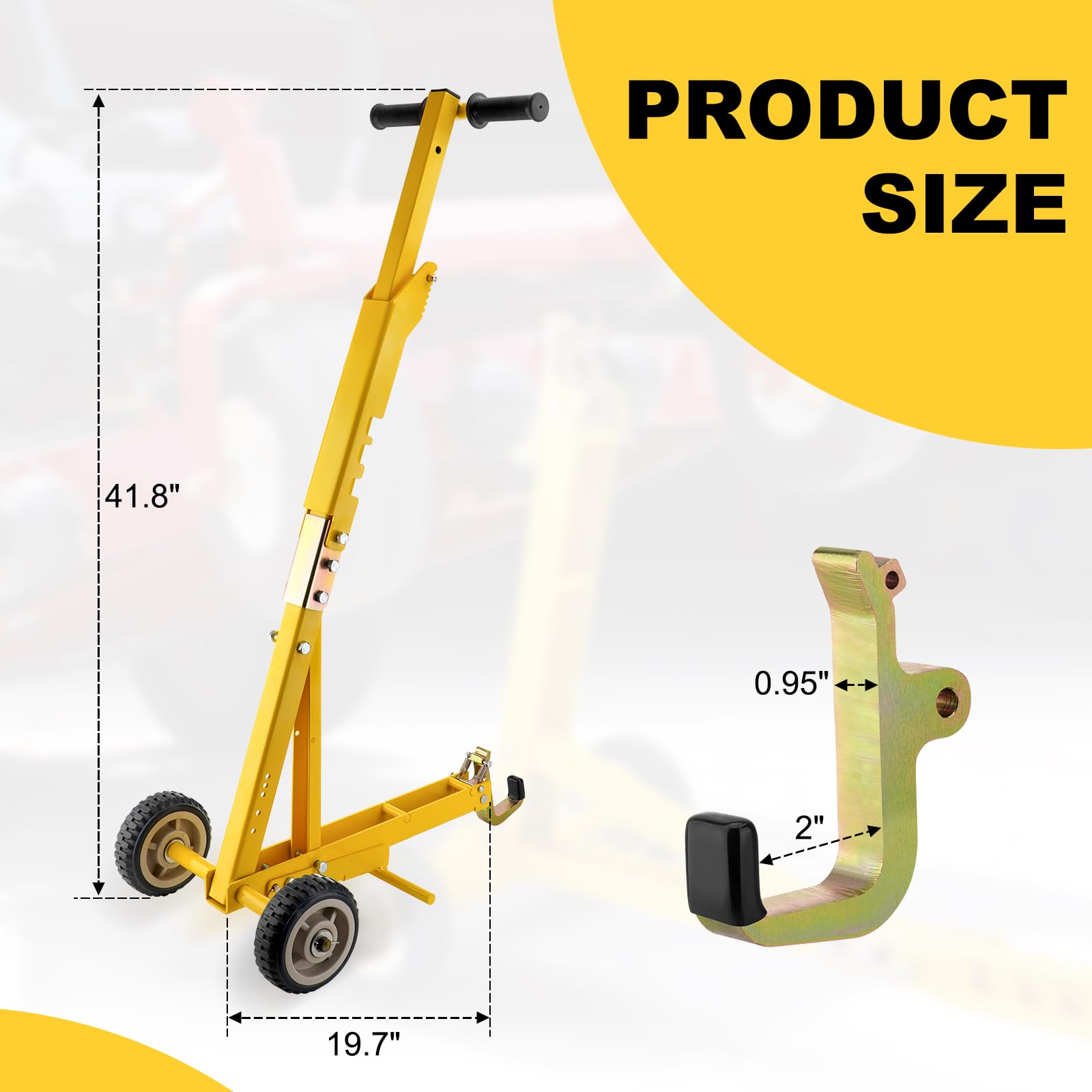 TRUCFUSION lifting a zero-turn mower in a garage for maintenance benefit