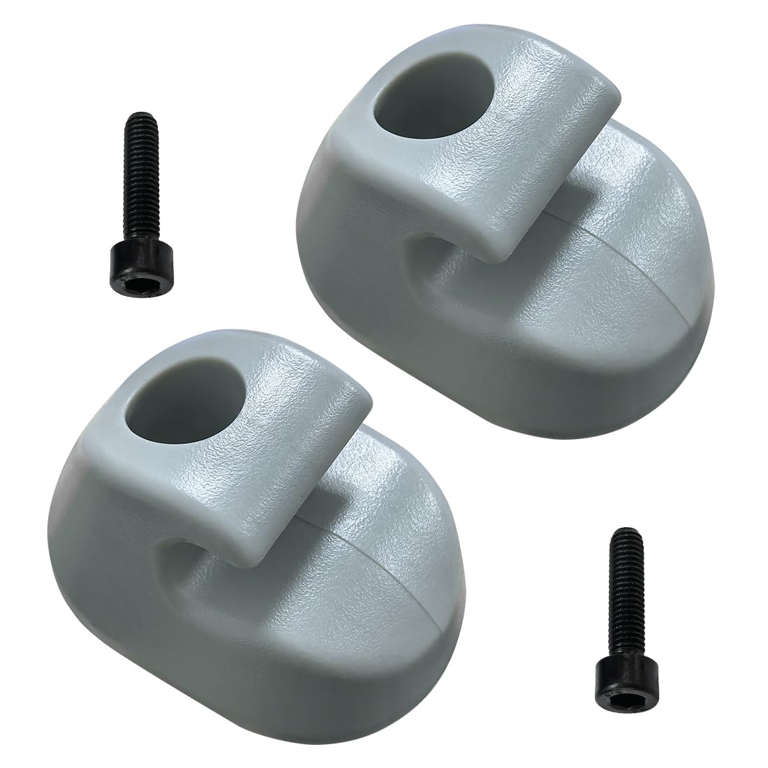 Truckingmann front view of two gray visor clips showing fit and finish benefit