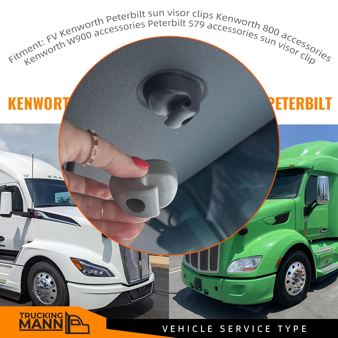 Truckingmann visor clip installed on Kenworth visor restoring secure hold