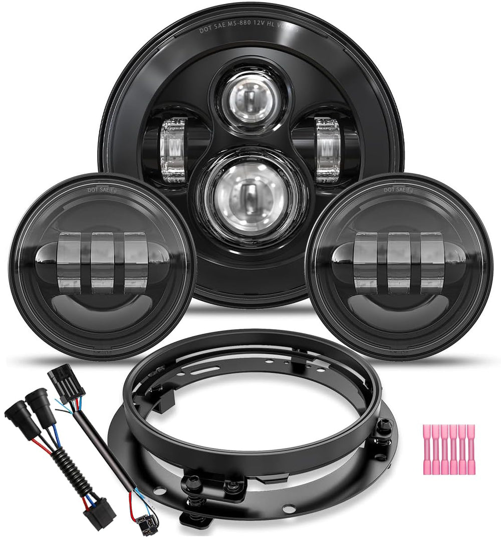 TRUCKMALL 7-inch headlight front view showing beam pattern and improved visibility