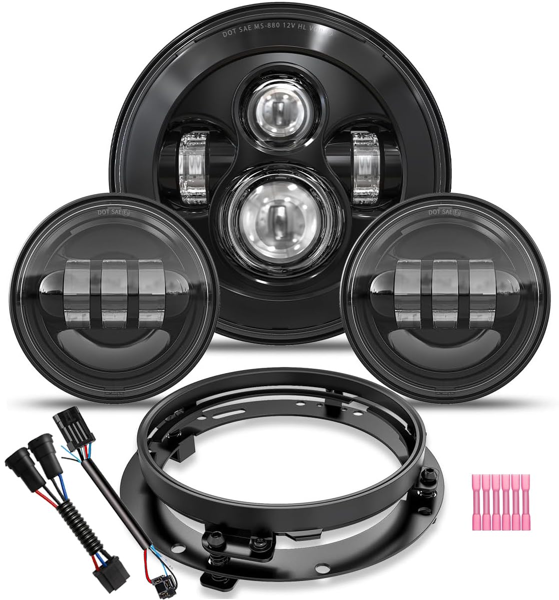 TRUCKMALL 7-inch headlight front view showing beam pattern and improved visibility