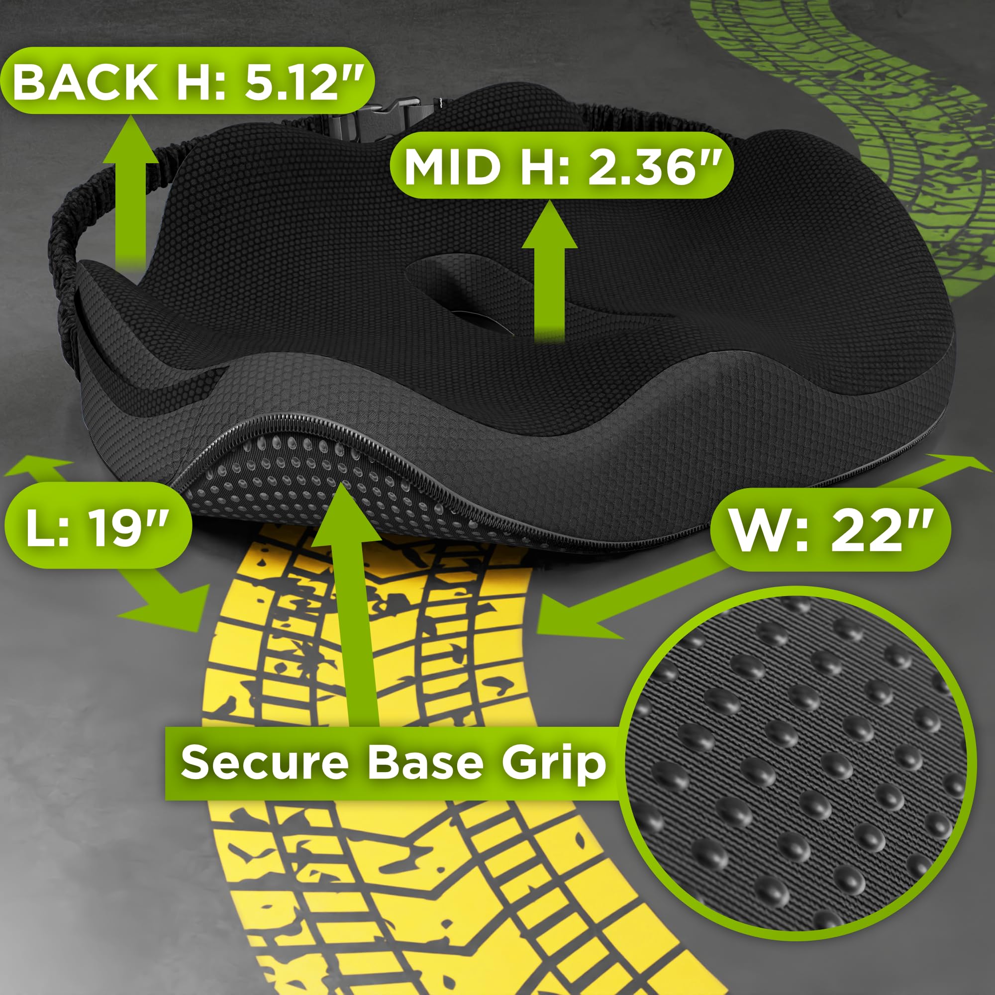Truckules non-slip base close-up preventing slide and keeping cushion secure