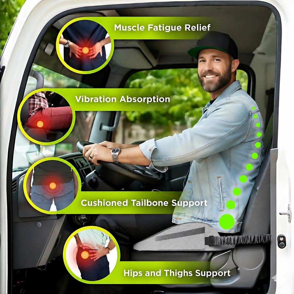 Truckules XLarge cushion installed in a truck cab offering cleaner, comfier rides