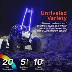 ONLINE LED STORE whip mounted on UTV side profile for installed look