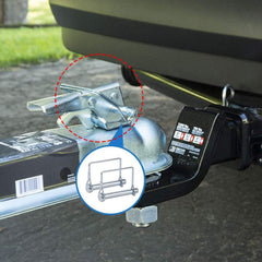 Truleego pin installed on a trailer coupler showing reliable towing benefit