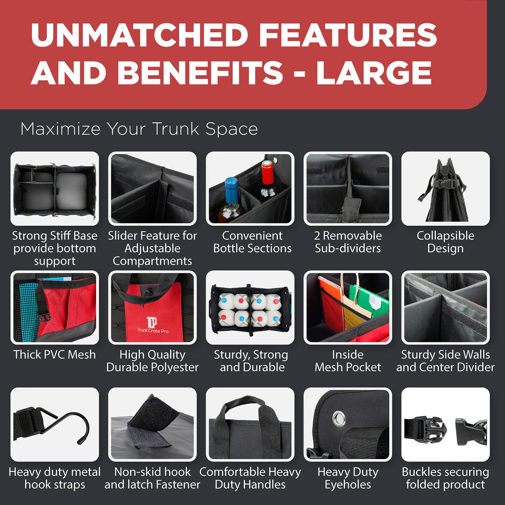 TRUNKCRATEPRO open organizer showing removable dividers and customizable compartments