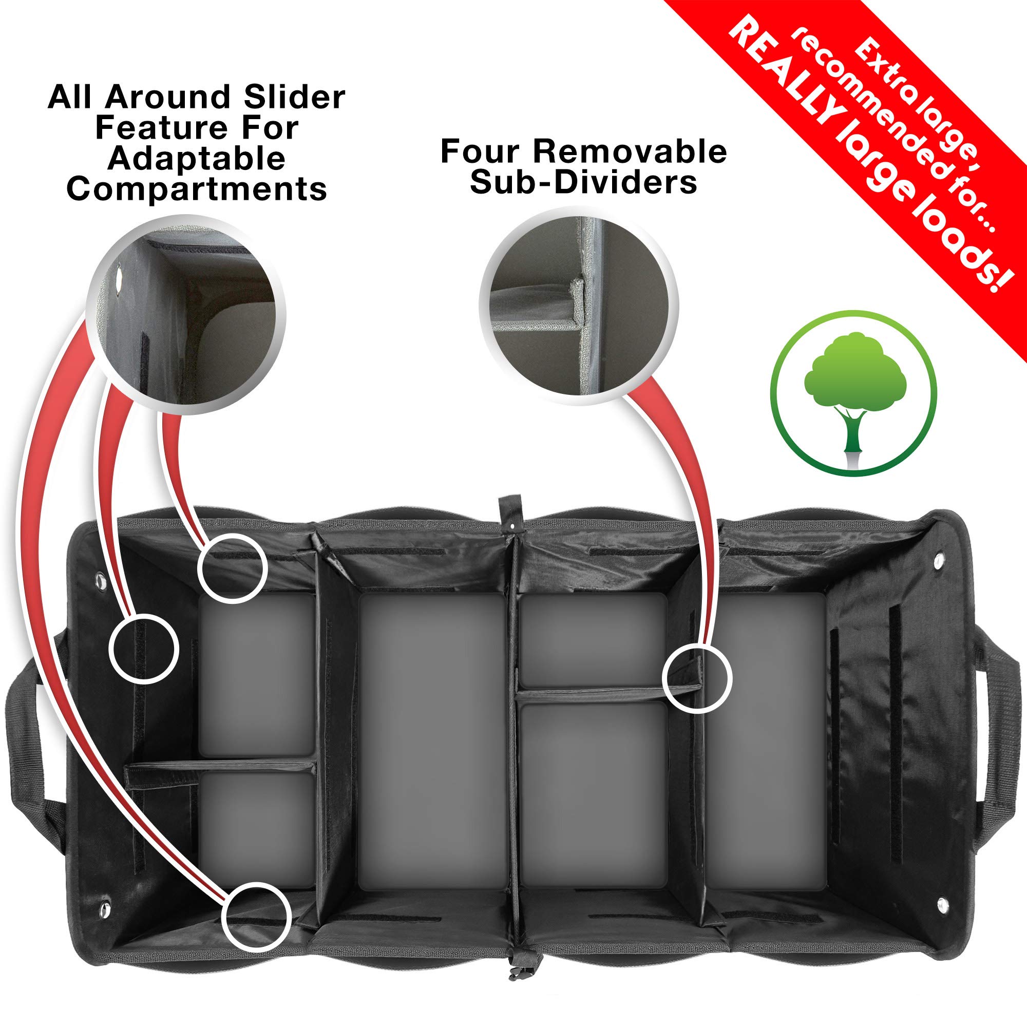 TRUNKCRATEPRO XL interior compartments showing six organized sections for convenience