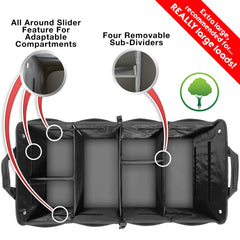 TRUNKCRATEPRO XL interior compartments showing six organized sections for convenience