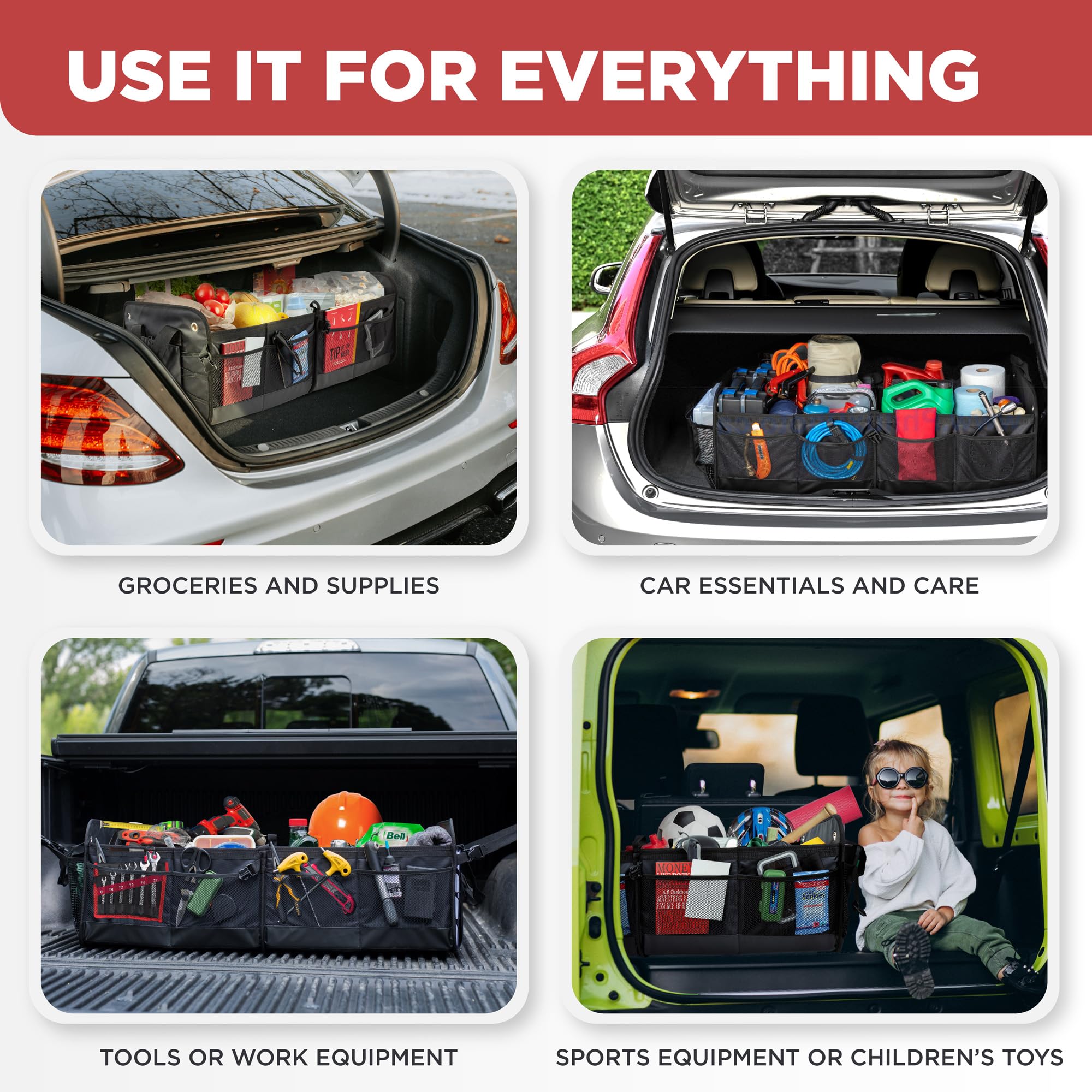 TRUNKCRATEPRO XL folded half-length on back seat for seat organizer use