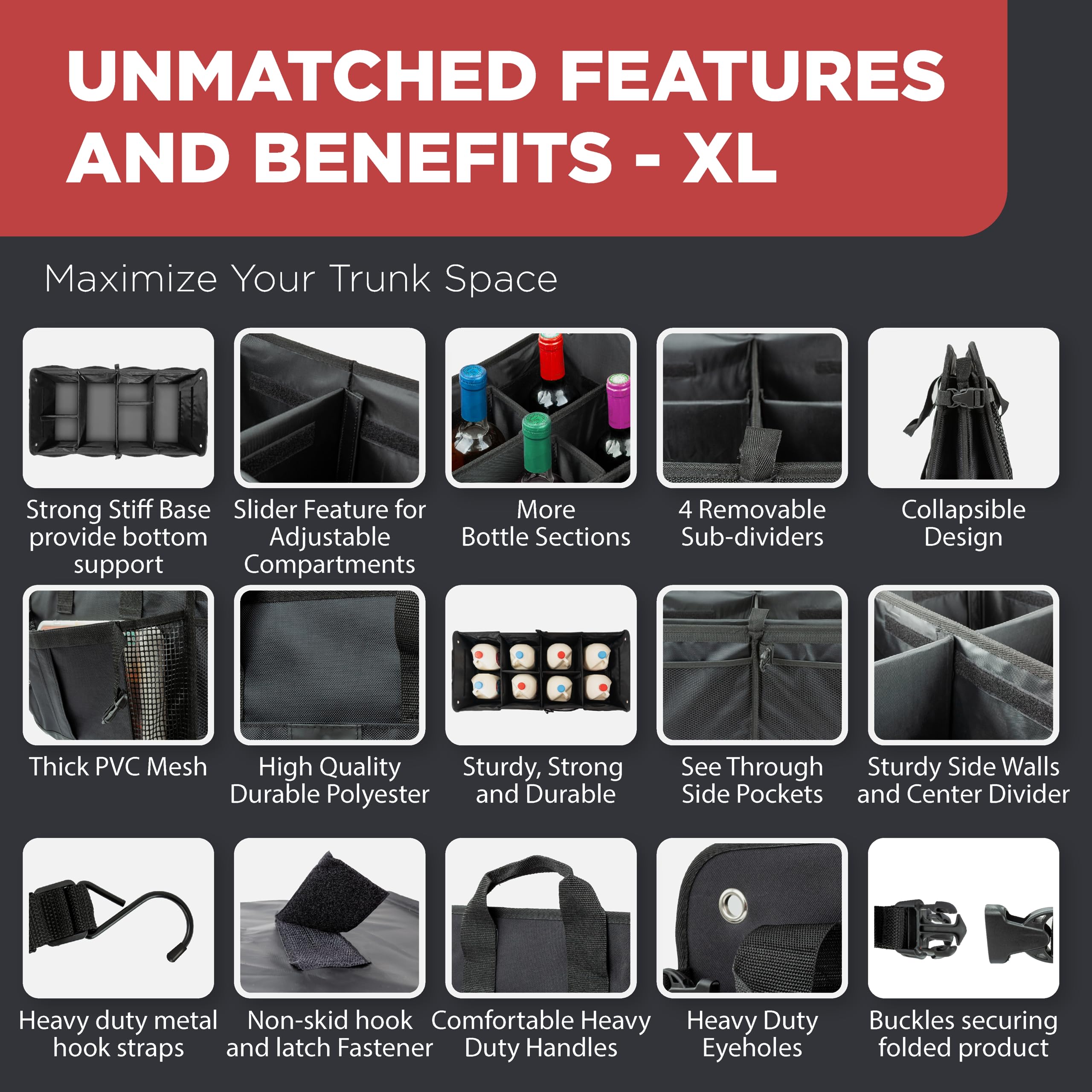 TRUNKCRATEPRO XL water-resistant fabric surface for quick cleaning after spills