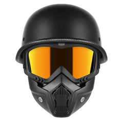 TRUSTERTHEE front view matt black helmet showing retro styling and DOT compliance