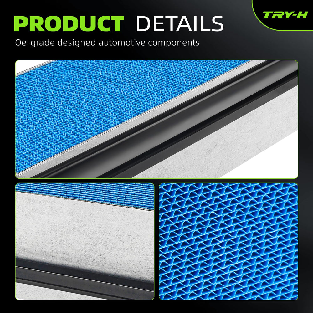 Try-H filter edge seal and label highlighting OEM match and leak-free performance