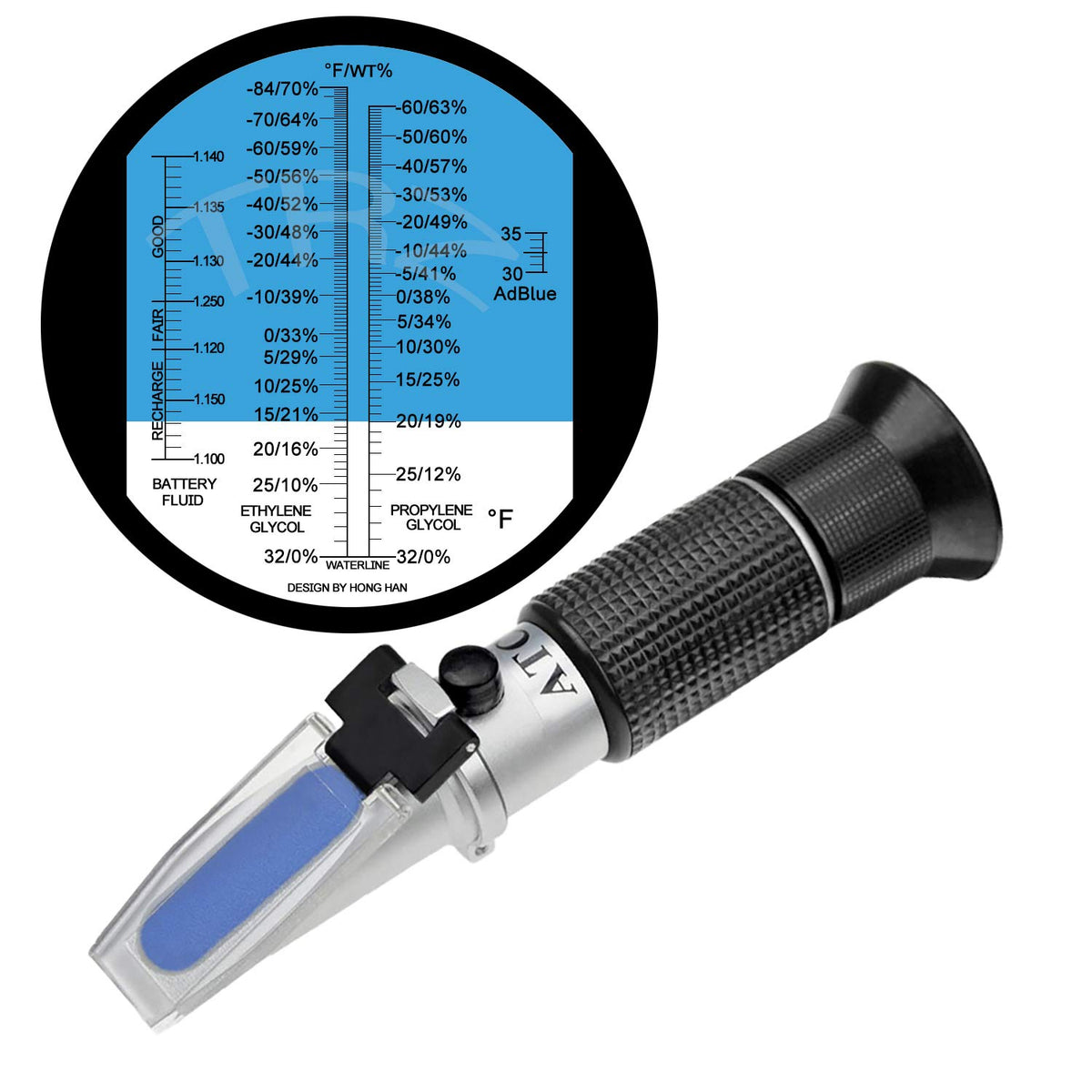 TRZ refractometer front view showing compact handheld design and durable casing