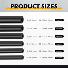 TSIEBRV six silicone hose sizes laid out to show different inner diameters for accurate selection