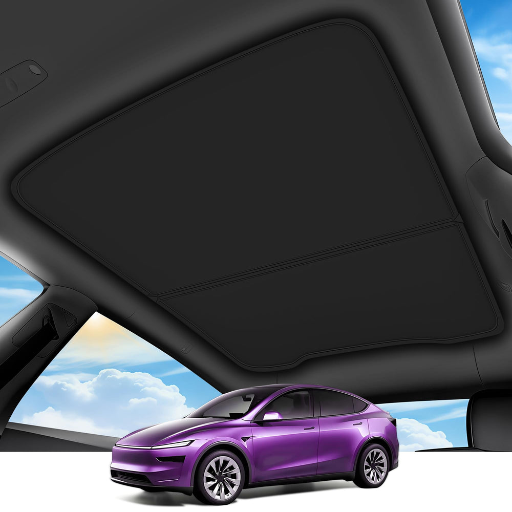 TSLDRV front view of sunshade roof showing precise Tesla Model Y fit and cooling benefit