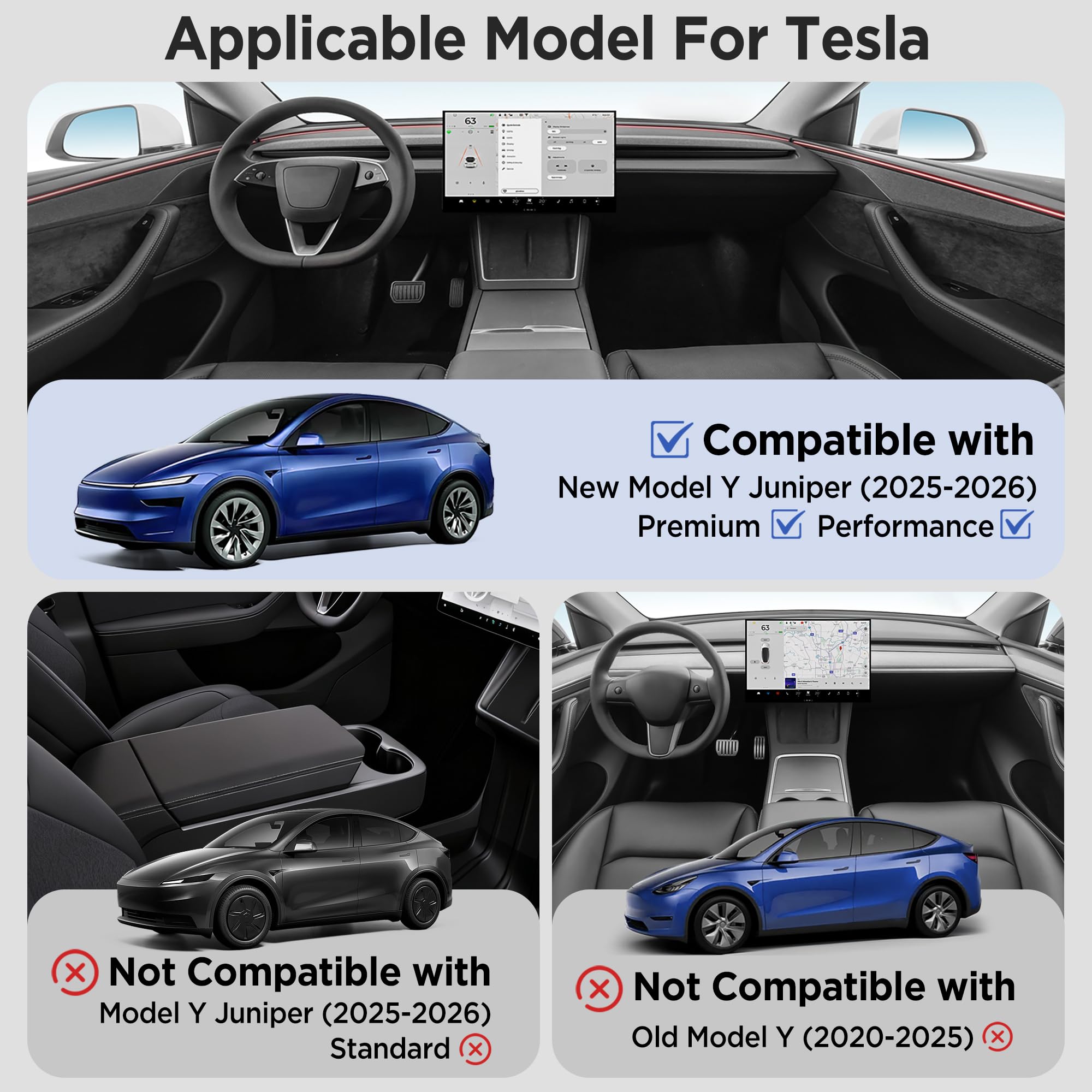 TSLDRV lifestyle shot of Model Y Juniper interior showing clutter-free cabin