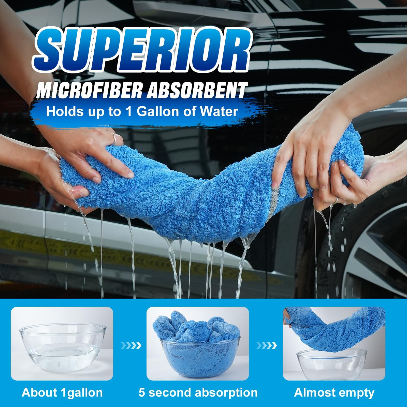 TTRCB towel in use drying an SUV for quick, streak-free finish