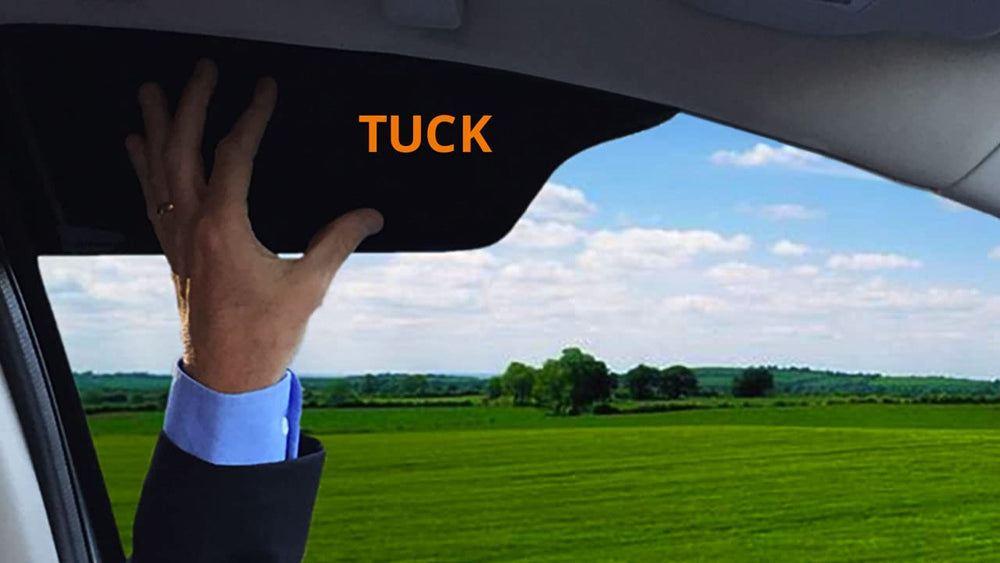 TuckVisor installed on driver side window blocking glare and improving visibility