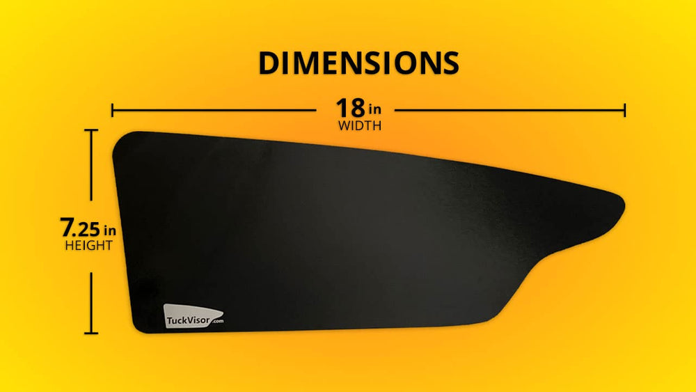 TuckVisor held in hand to show 17.75-inch length for scale and fit clarity