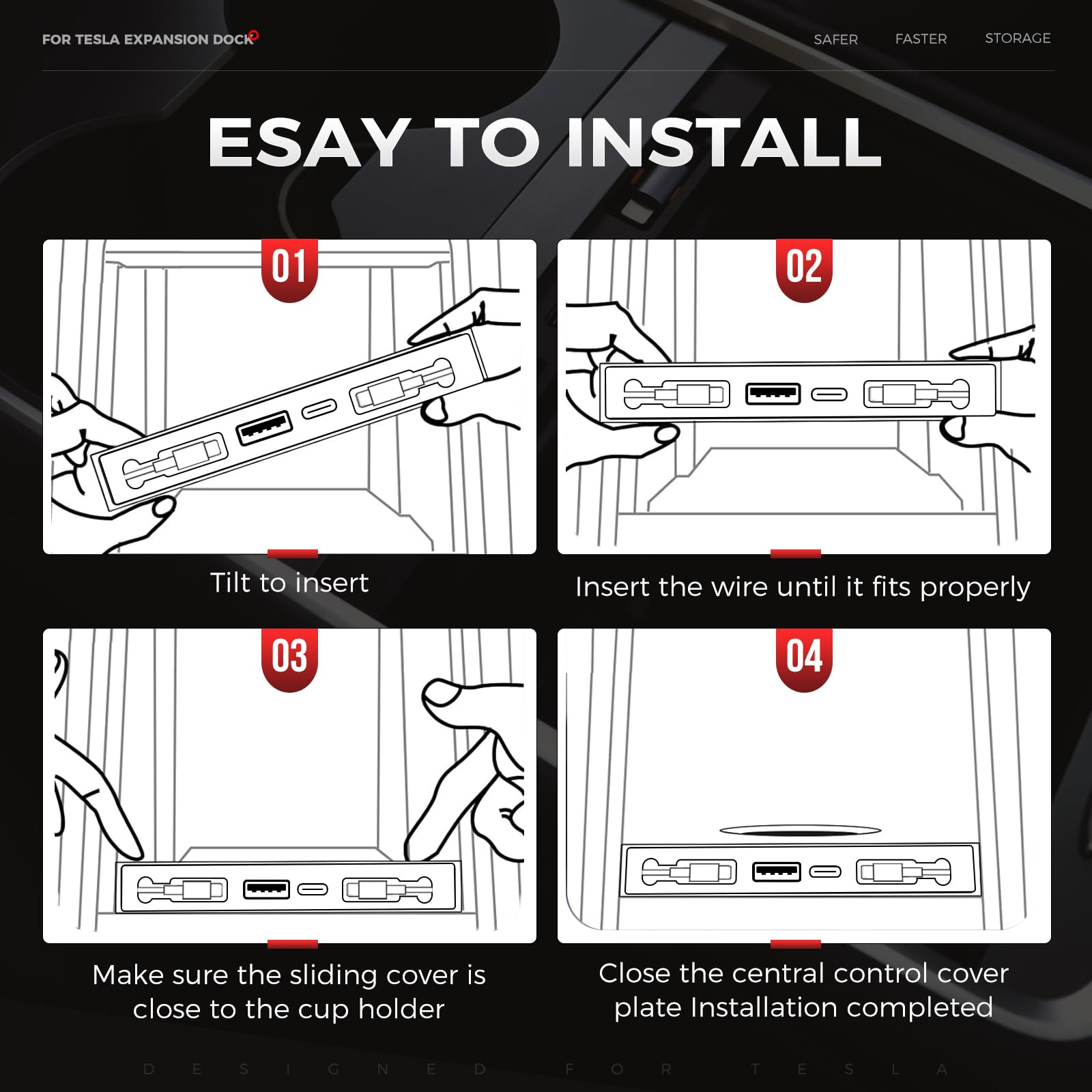 TUDEAO retractable cable demonstration keeping cords tidy during drives