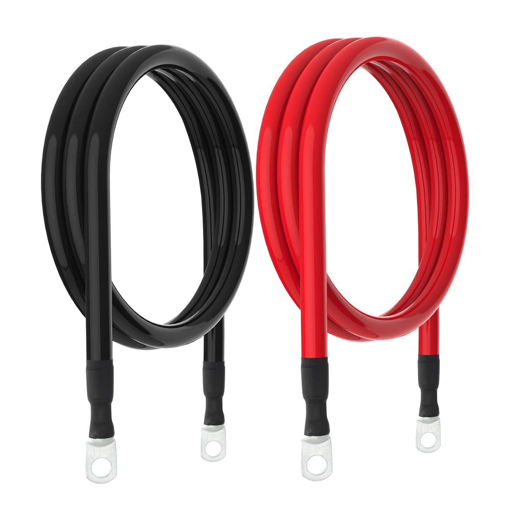 TUELETFU red and black 5ft cables laid out showing polarity identification and readiness