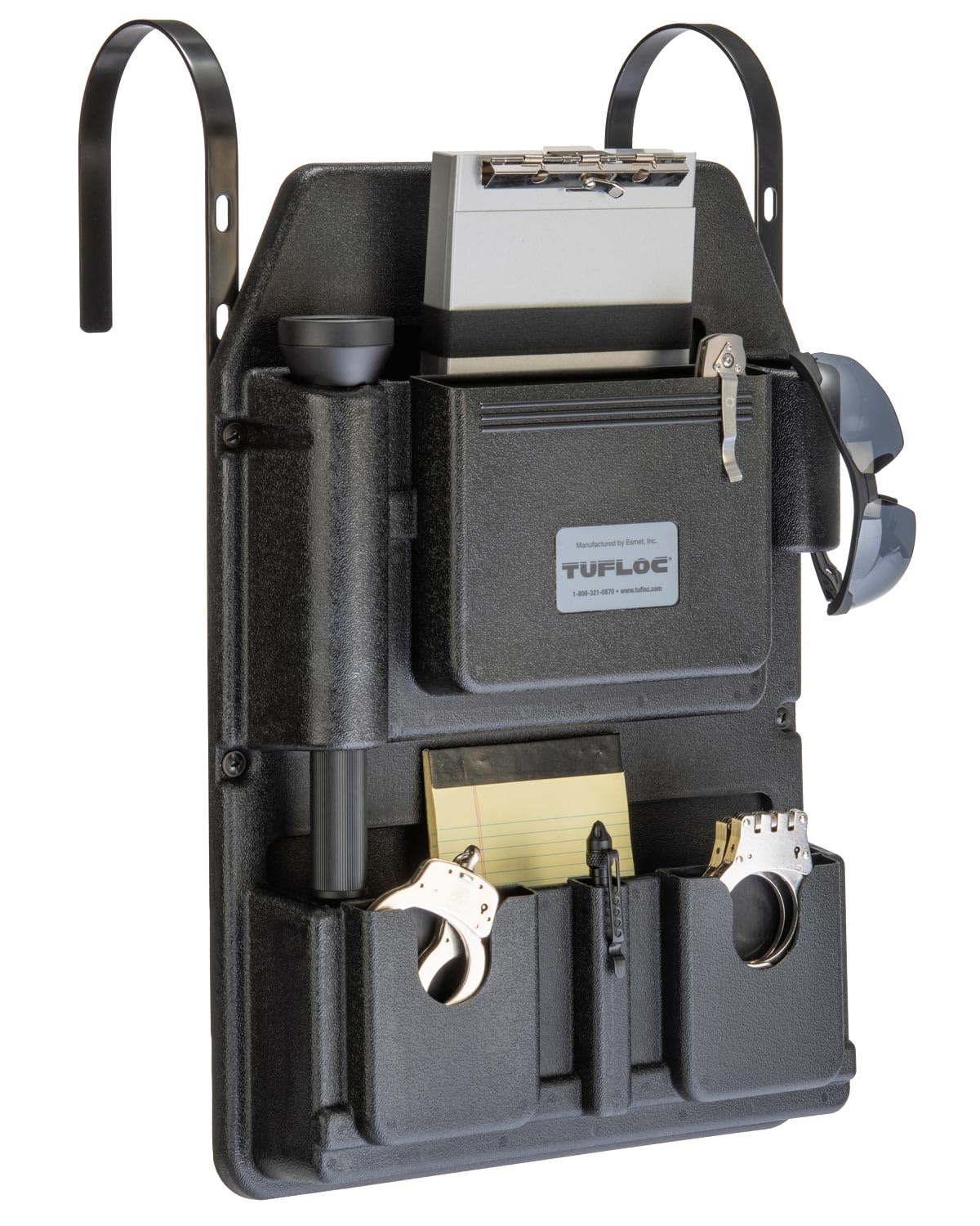 Tufloc front seat organizer front view showing neat gear layout and quick access