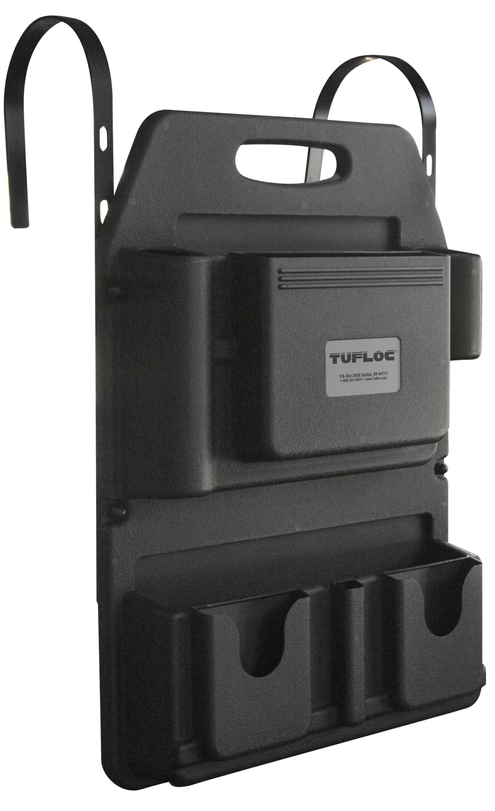 Tufloc handle and adjustable bracket close-up for easy removal and secure fit
