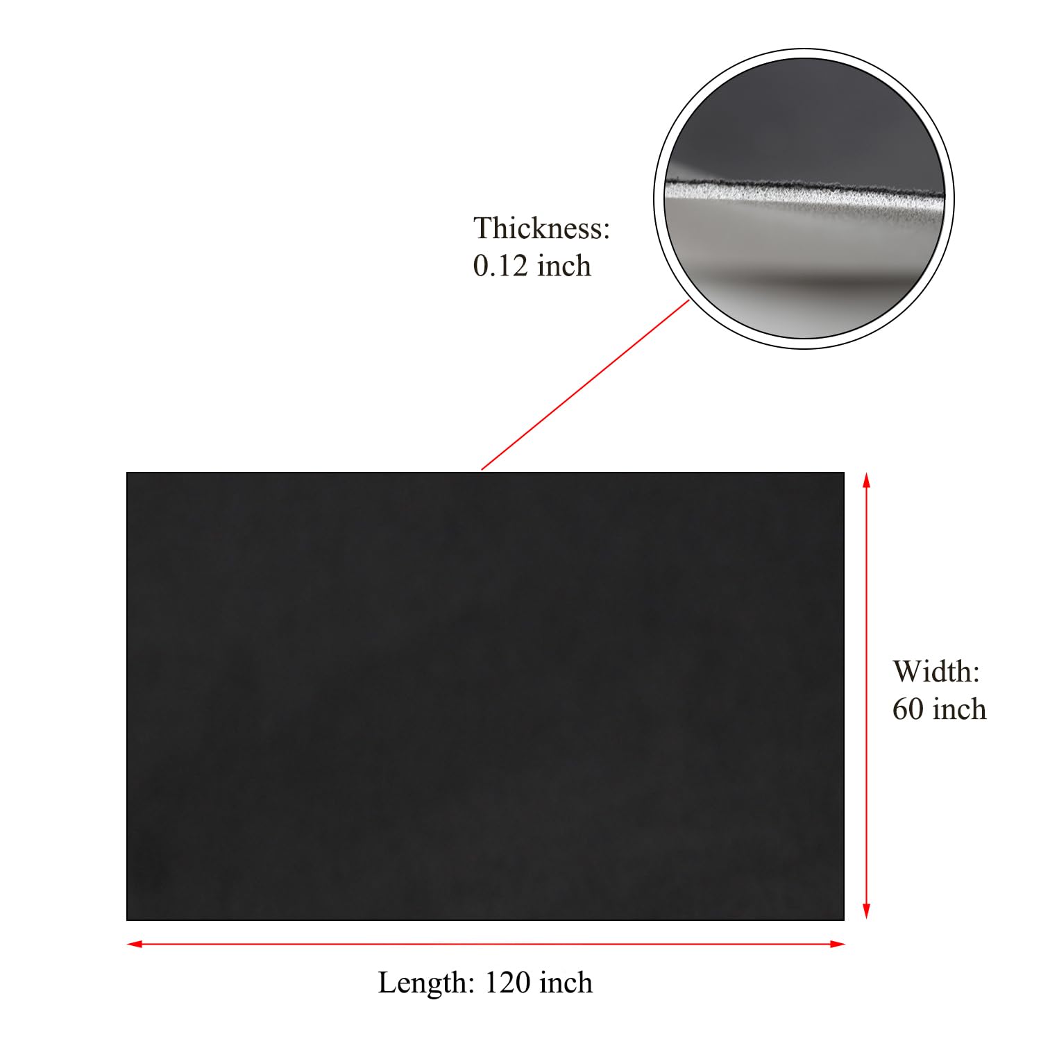 TuhooMall foam backing detail displaying 3mm foam layer for noise reduction