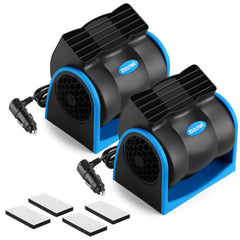 Tujoe front view of both fans showing compact design and easy storage benefit