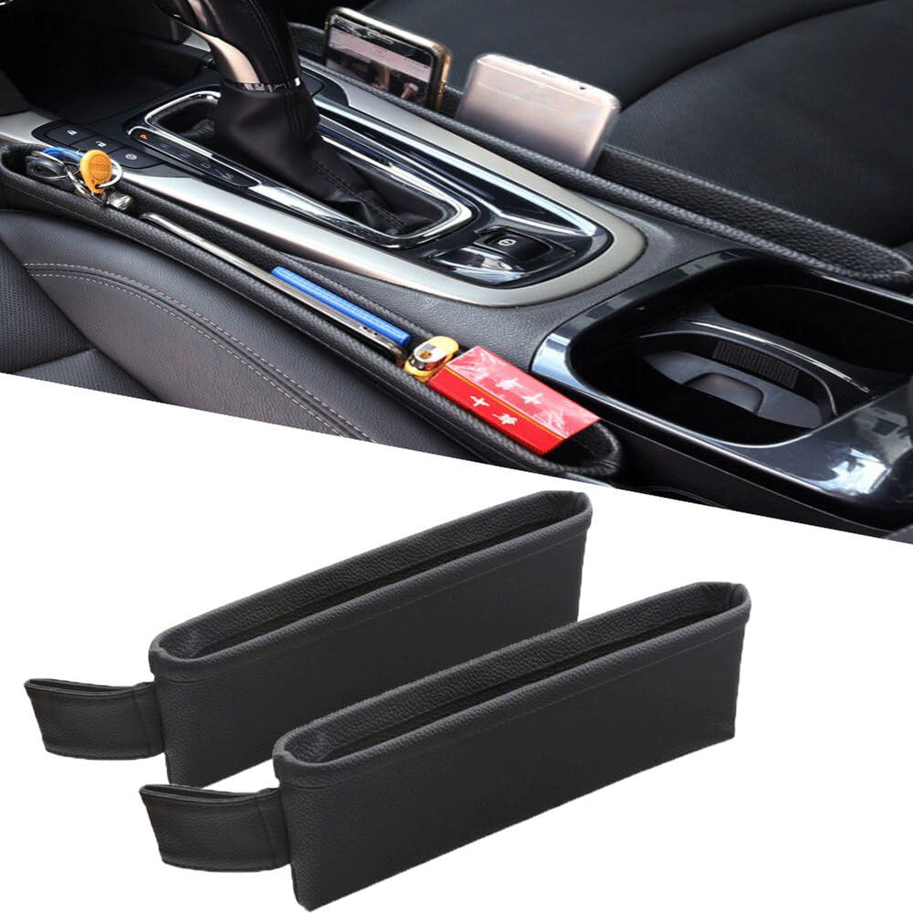 Tumecos front packaging showing two black PU leather seat pockets and benefits